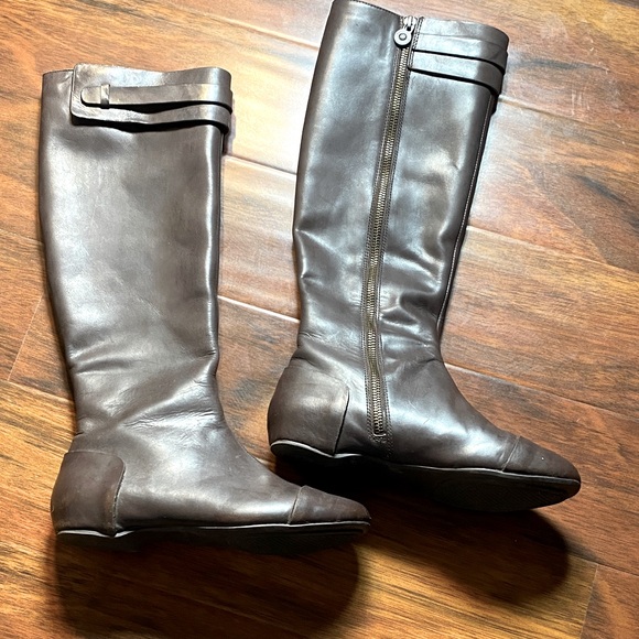 Shoes - Maxstudio Buttery Soft Brown Draping Leather Knee-High Boots